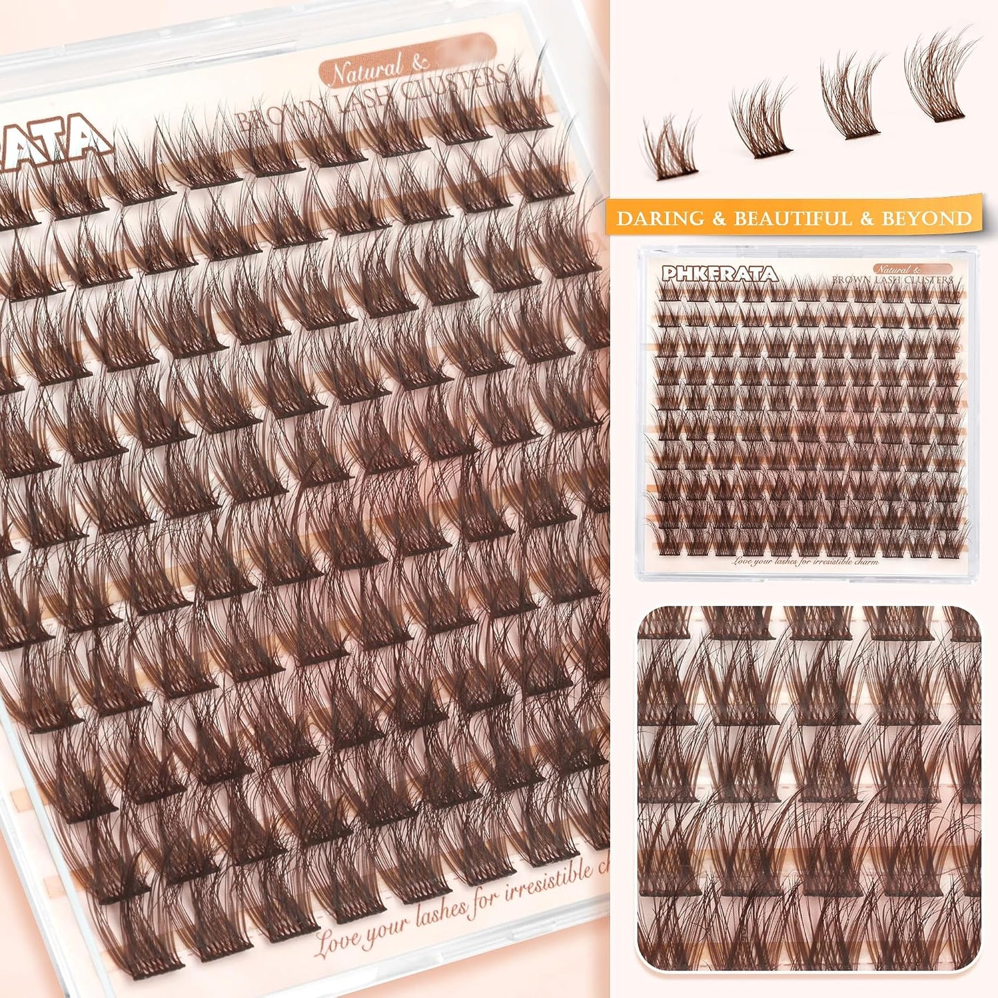 Brown Lash Clusters - Wispy C Curvature Eyelash Extensions | 110 Pcs DIY Individual Lashes, 10-16 mm