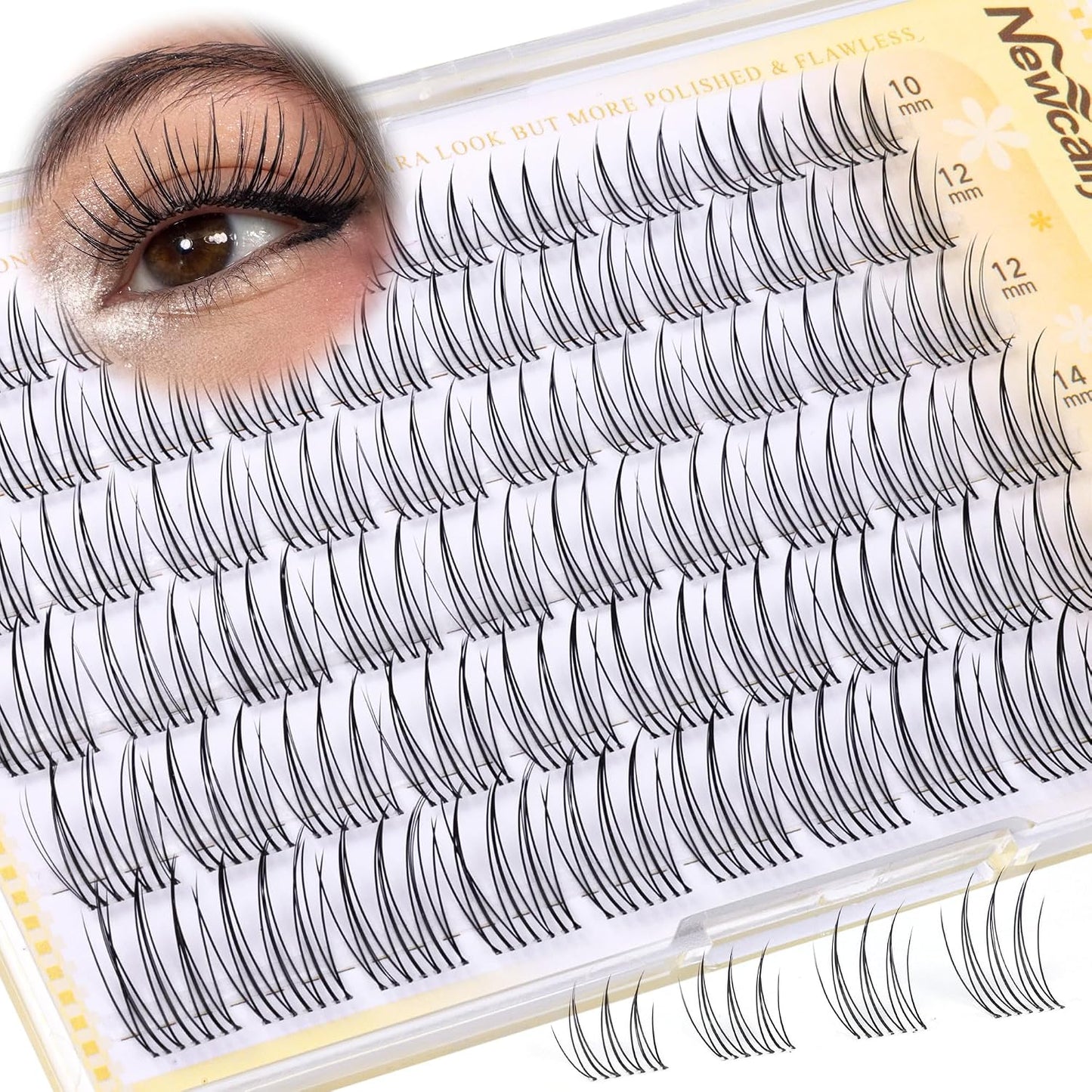 Natural Lash Clusters - Invisible Band CC-Curly Eyelash Extensions | 10-16MM Spider Cluster Lashes