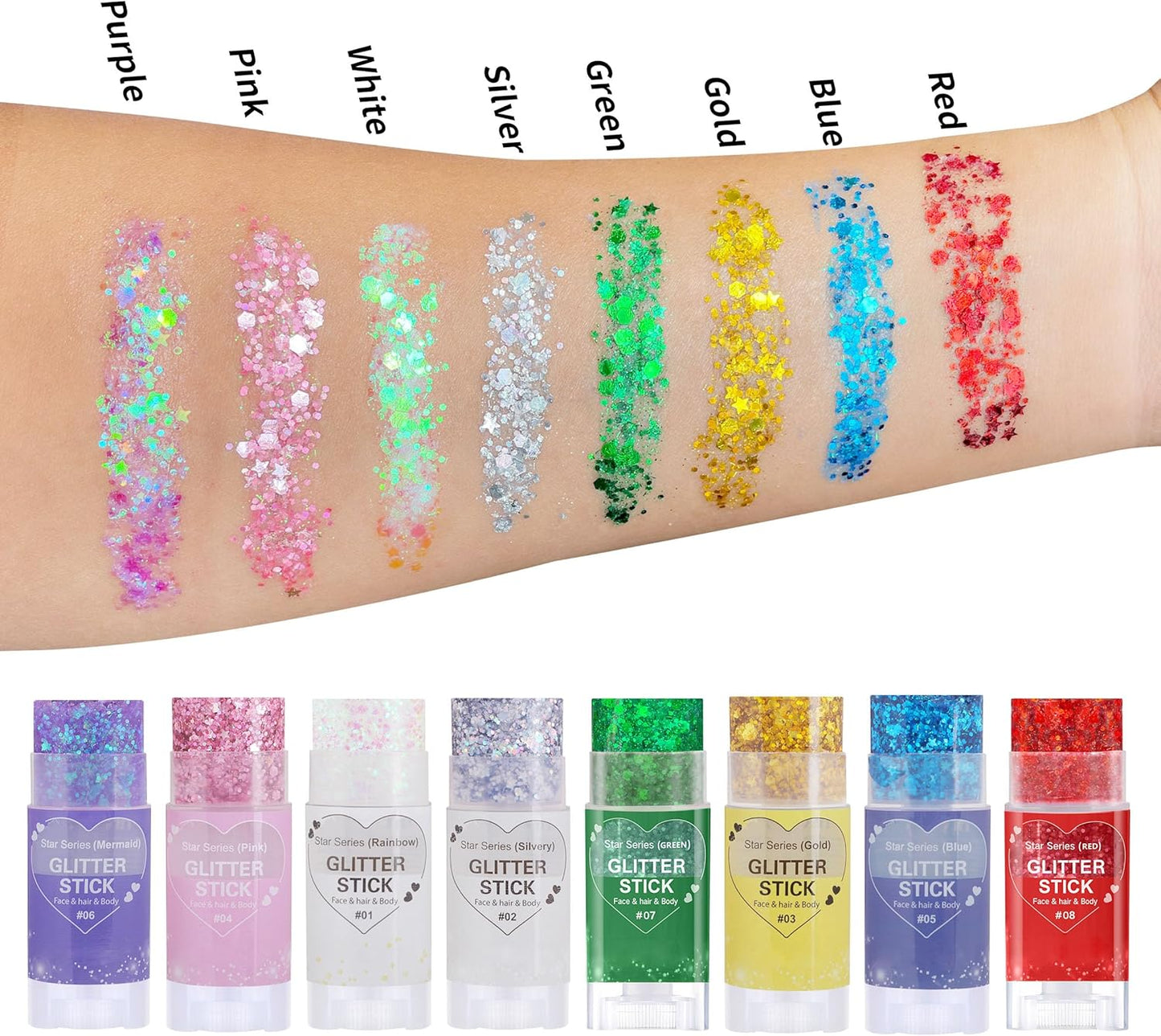 Pink Hair Glitter Stick - Waterproof Body & Face Glitter for Concerts | Shimmer Holographic Paint for Halloween & Spirit Week
