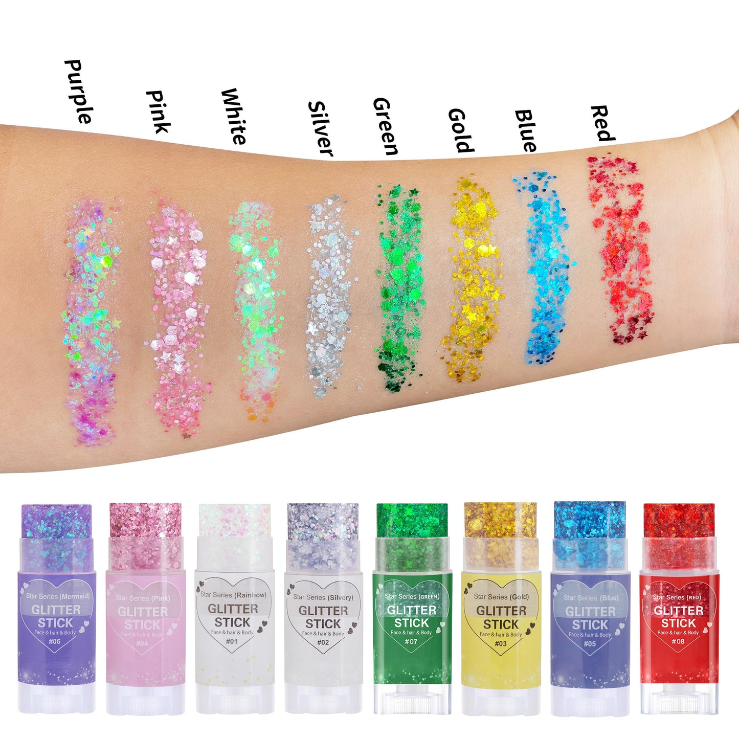 Paminify Pink Hair Glitter Stick,Cheer Body Face Glitter,Waterproof Singer Concert Music Festival Pink Out Accessories for Spirit Week,Halloween Shimmer Holographic Body Paint