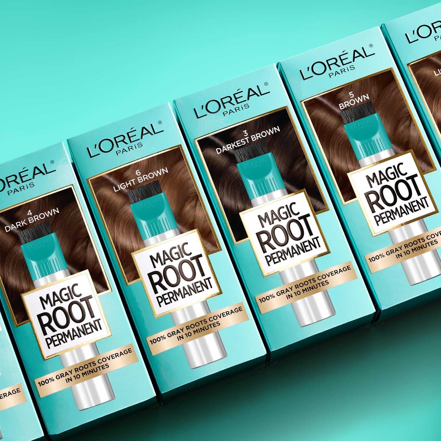 L'Oreal Paris Magic Root Permanent Hair Color Kit, 100% Gray Hair Coverage In Just 10 Minutes, Precision Brush Applicator for Seamless Application, 4 Dark Brown (2 Count)