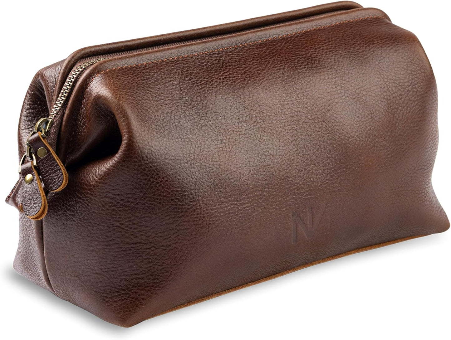 Genuine Leather Toiletry Bag for Men - Premium Travel Dopp Kit & Hygiene Organizer | Brown