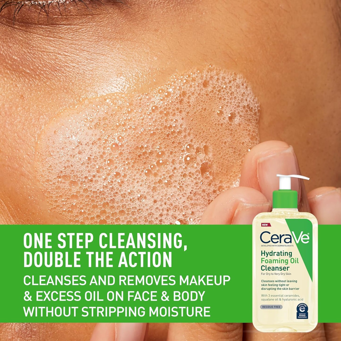 CeraVe Hydrating Foaming Oil Cleanser - Moisturizing Squalane & Hyaluronic Acid | 19 FL Oz for Dry Skin