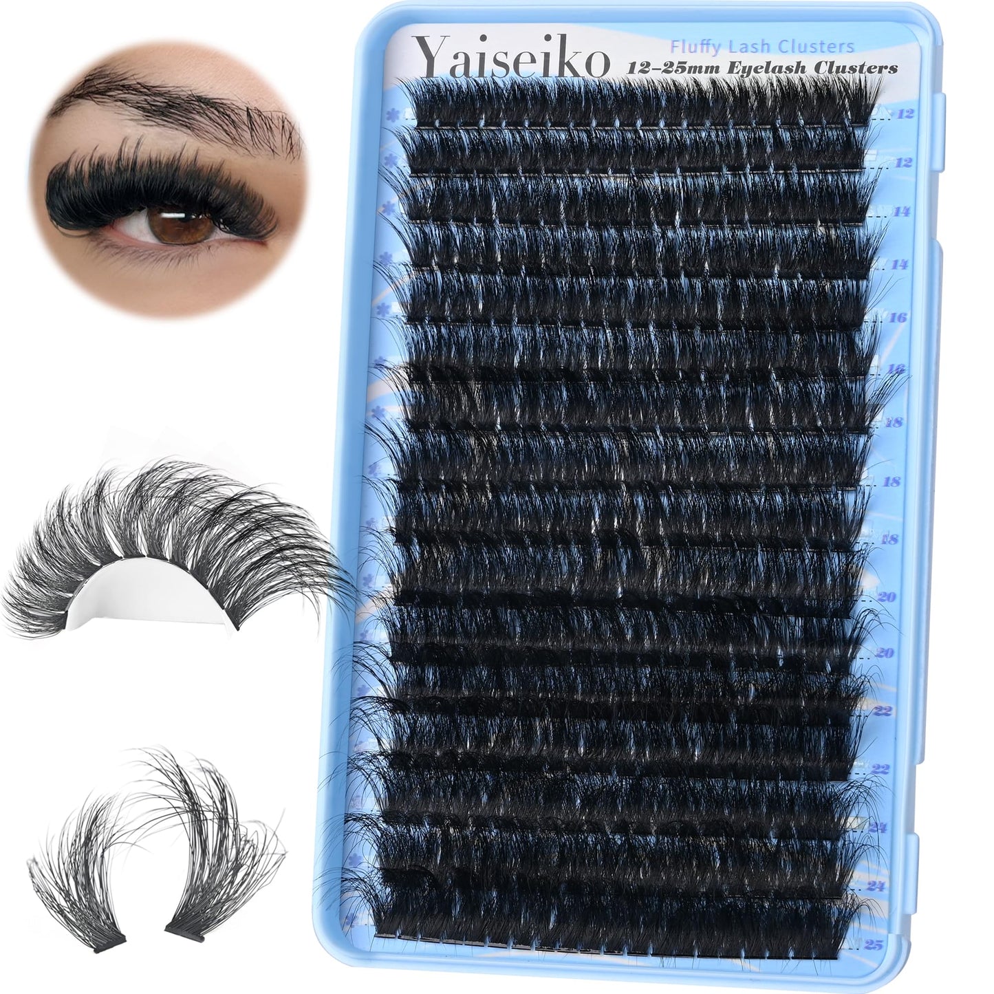 Lash Clusters 80D Eyelash Extensions 12-25MM Wispy Individual Lashes D Curl Eyelash Clusters Plant Fibers DIY Lash Extension,by Yaiseiko(320Pcs,Matte Black)