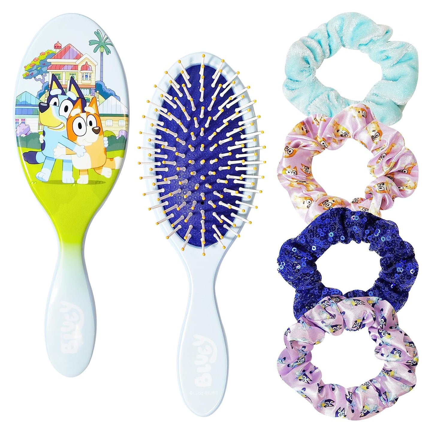 Barbie Hair Accessory Set - 5 Pcs Including 9-Inch Detangling Brush & 4 Colorful Scrunchies | For Ages 3+