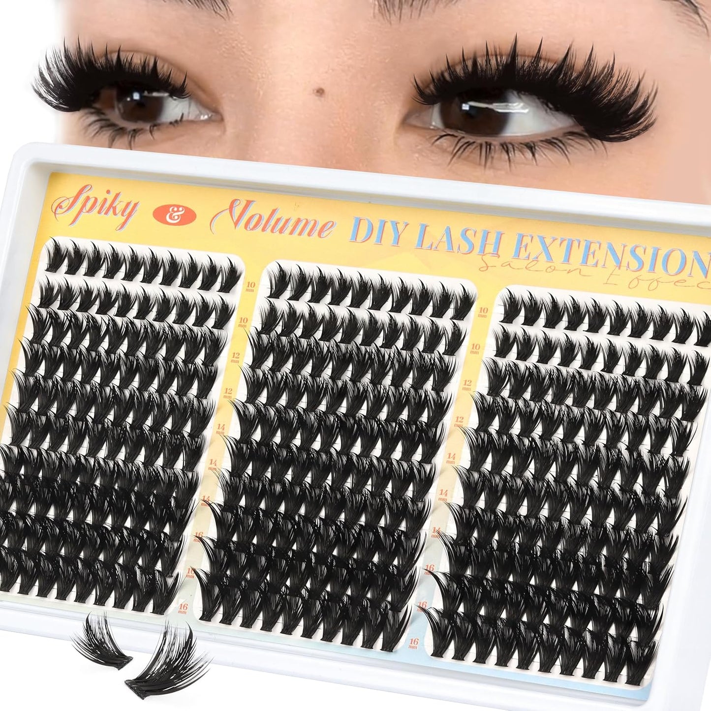 Manga Lash Clusters Kit - Spiky Anime Eyelash Extensions 270 Pcs | D Curl, 10-16mm, Fluffy & Natural Look