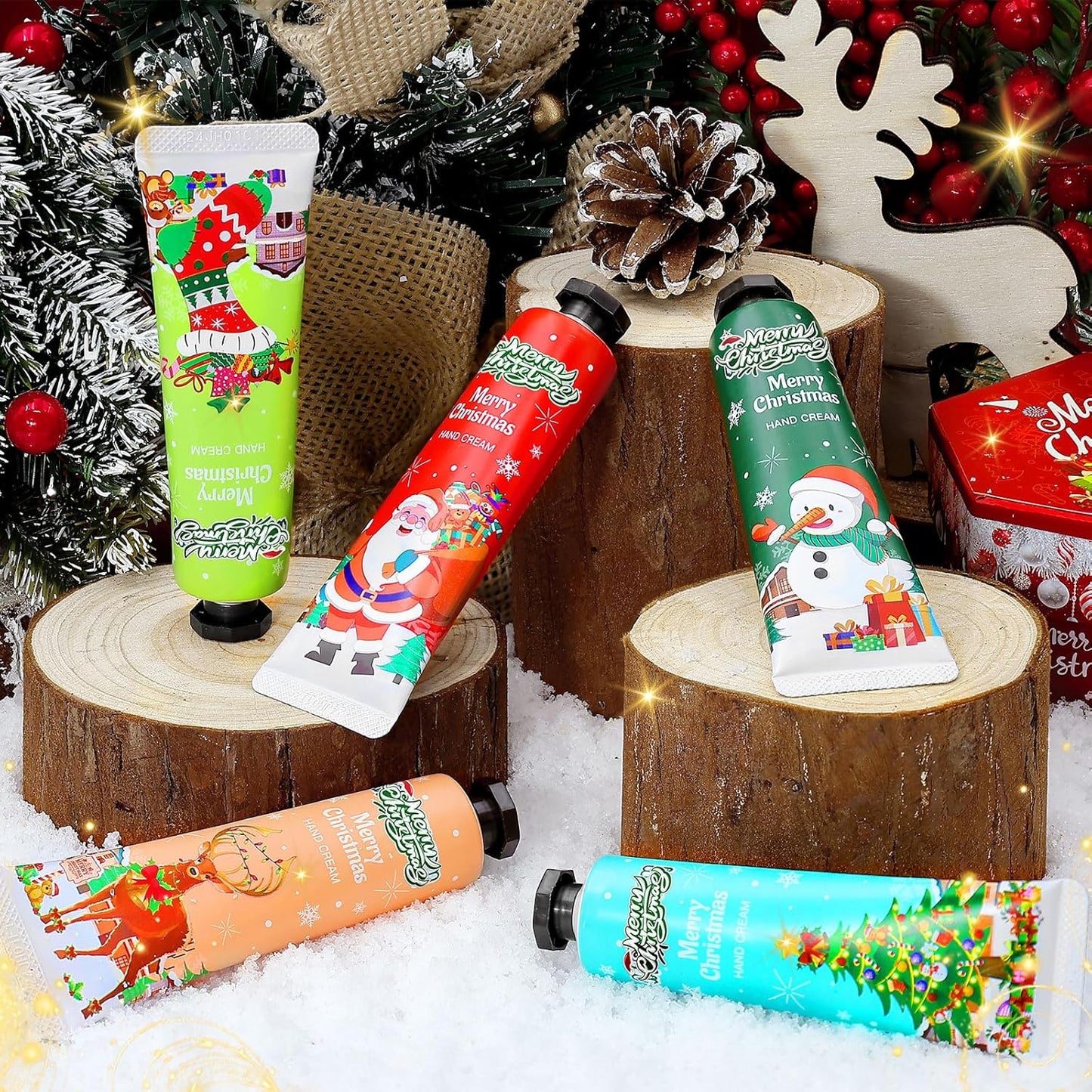 Christmas Hand Cream Set - 10 Pack Mini Lotion for Dry Cracked Skin | Travel Size Moisturizer