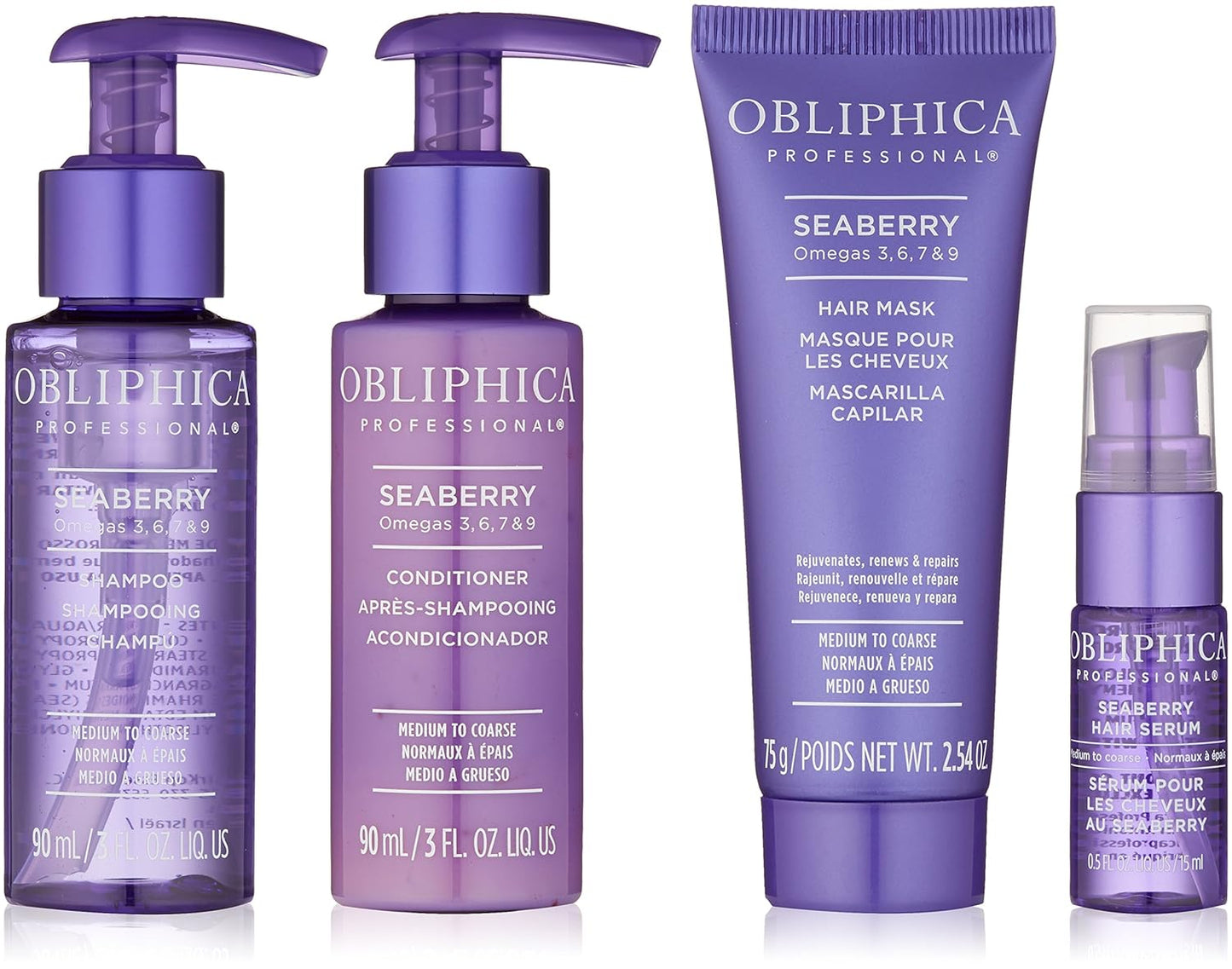 Obliphica Seaberry Travel Kit - Nourishing Hair Care for Medium to Coarse Hair | Perfect for On-the-Go