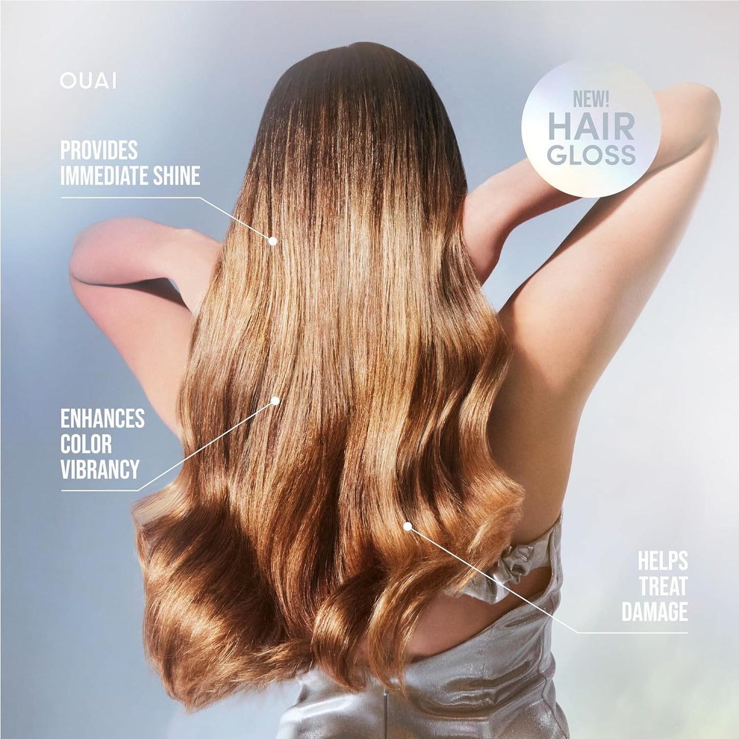 OUAI Hair Gloss Treatment - In-Shower Shine & Frizz Control | Heat Protectant with Hyaluronic Acid & Rice Water (6 Oz)