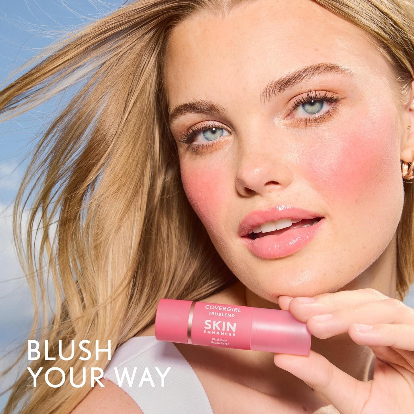 COVERGIRL Trublend Blush Balm Stick - Vegan Formula, Non-Greasy, Effortless Application | 200 Pink Sprinkle (Bright Pink)