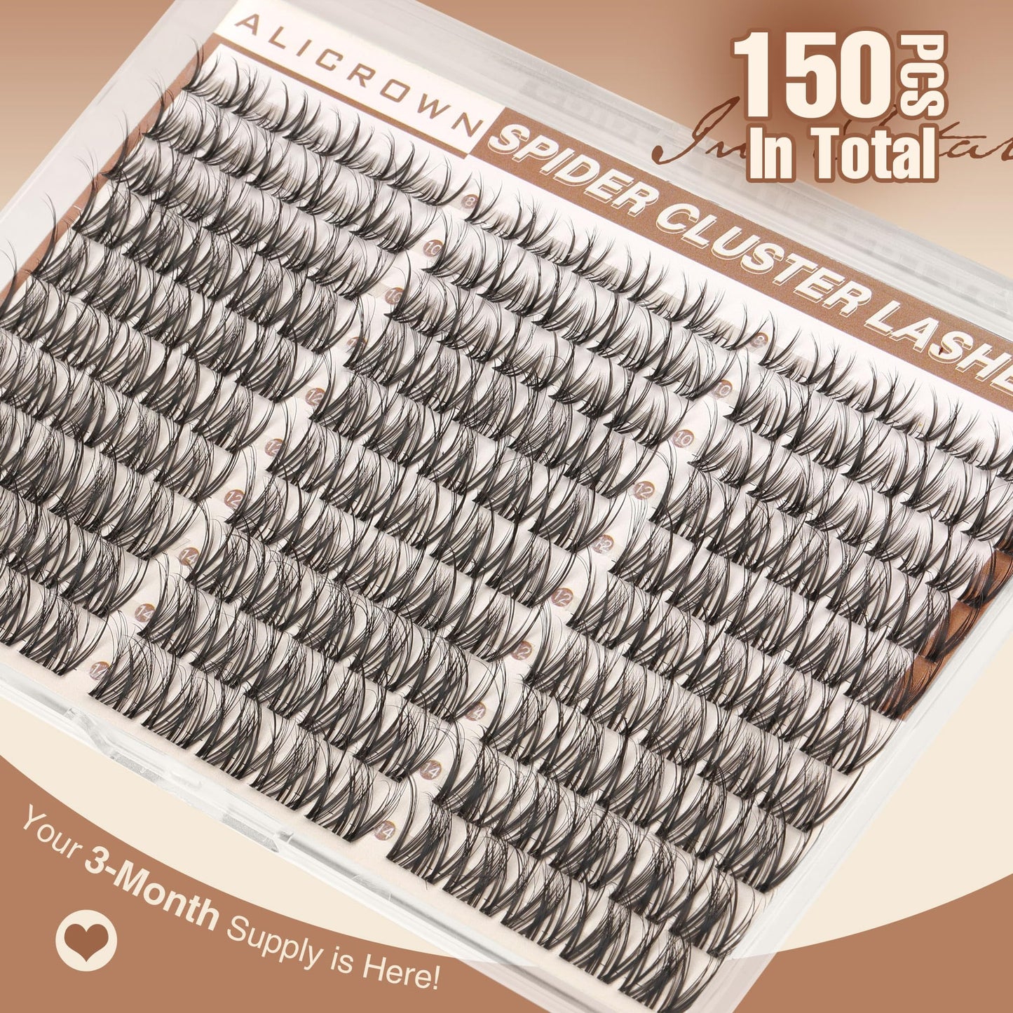 Spider Lash Clusters Breeze Wispy Eyelash Clusters D Curly Clusters Eyelash Extensions Natural 8-14MM Kim K Style Lash Extensions with Invisible Band for DIY at Home ALICROWN