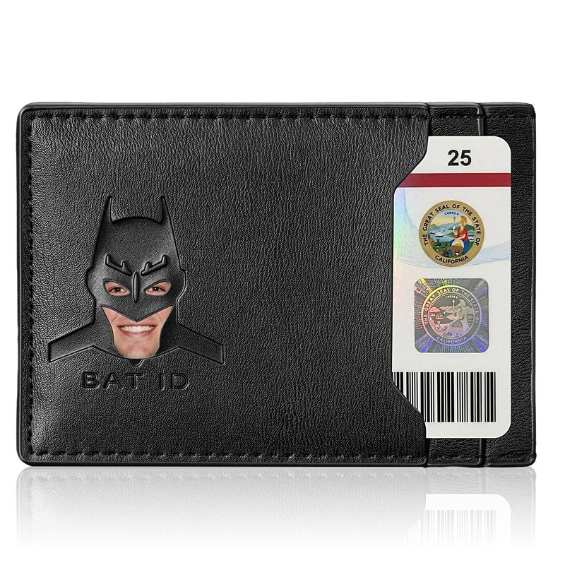 AMARONE Leather Bat Wallet, Superhero Card Holder with Multiple Card Slots, Face Eyes Cutout Card Holder, Personalized ID Wallet