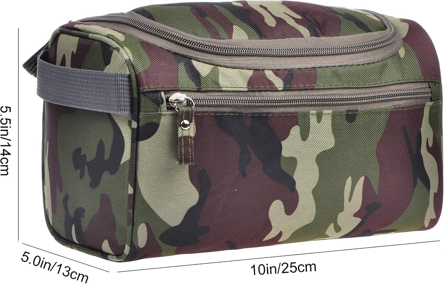 Men's Toiletry Bag - Compact Travel Shaving Kit | Camo Dark Green Design