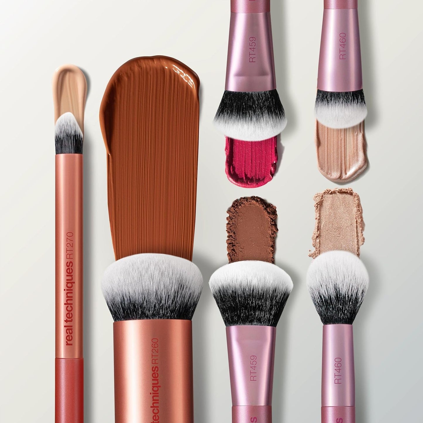 Real Techniques Makeup Brush Set - 4 Piece Kit for Foundation, Concealer, Blush & Contour | Soft UltraPlush Bristles, Travel-Friendly