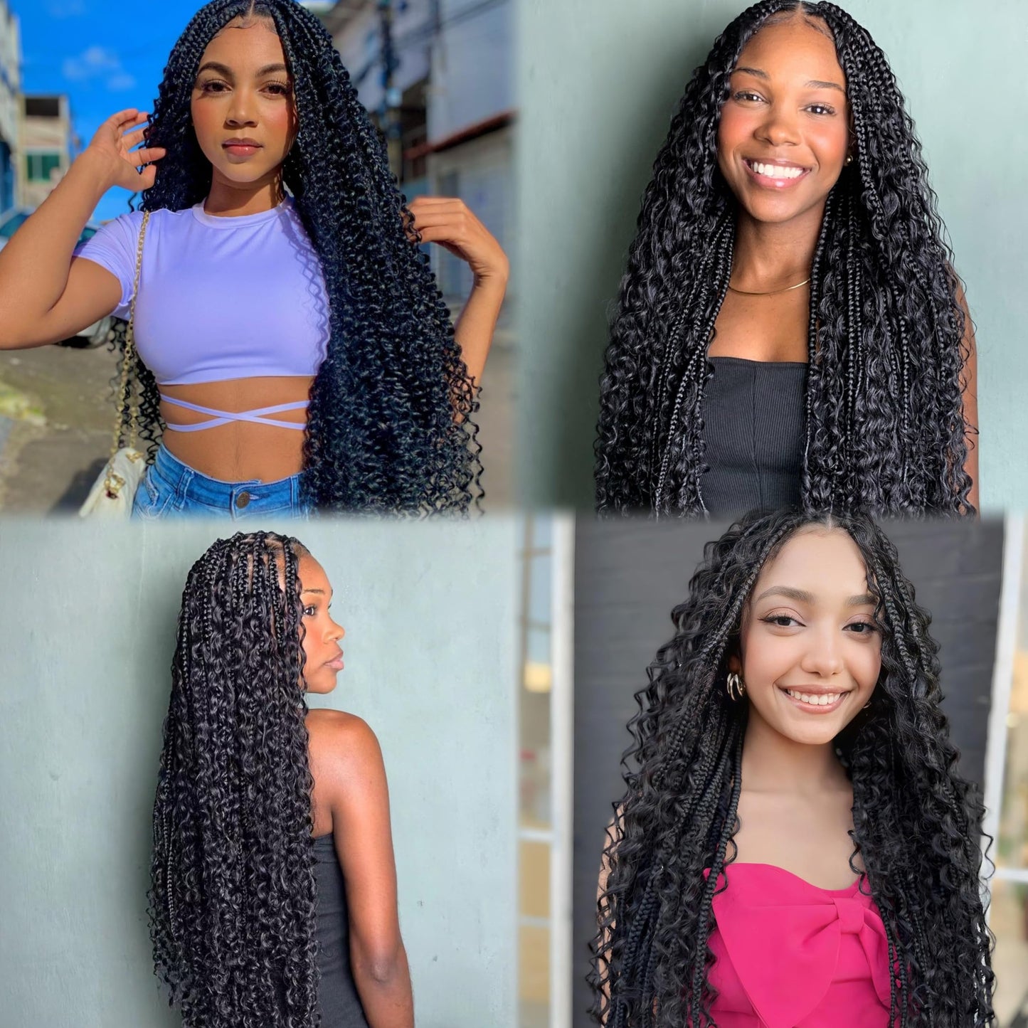 Human Braiding Hair for Boho Braids 2 Bundles 100g 22Inch Water Wave Human Hair Braiding Hair 12A Brazilian Virgin No Weft Hair Extensions for Bohemian Knotless Braids Bulk Human Hair for Braiding