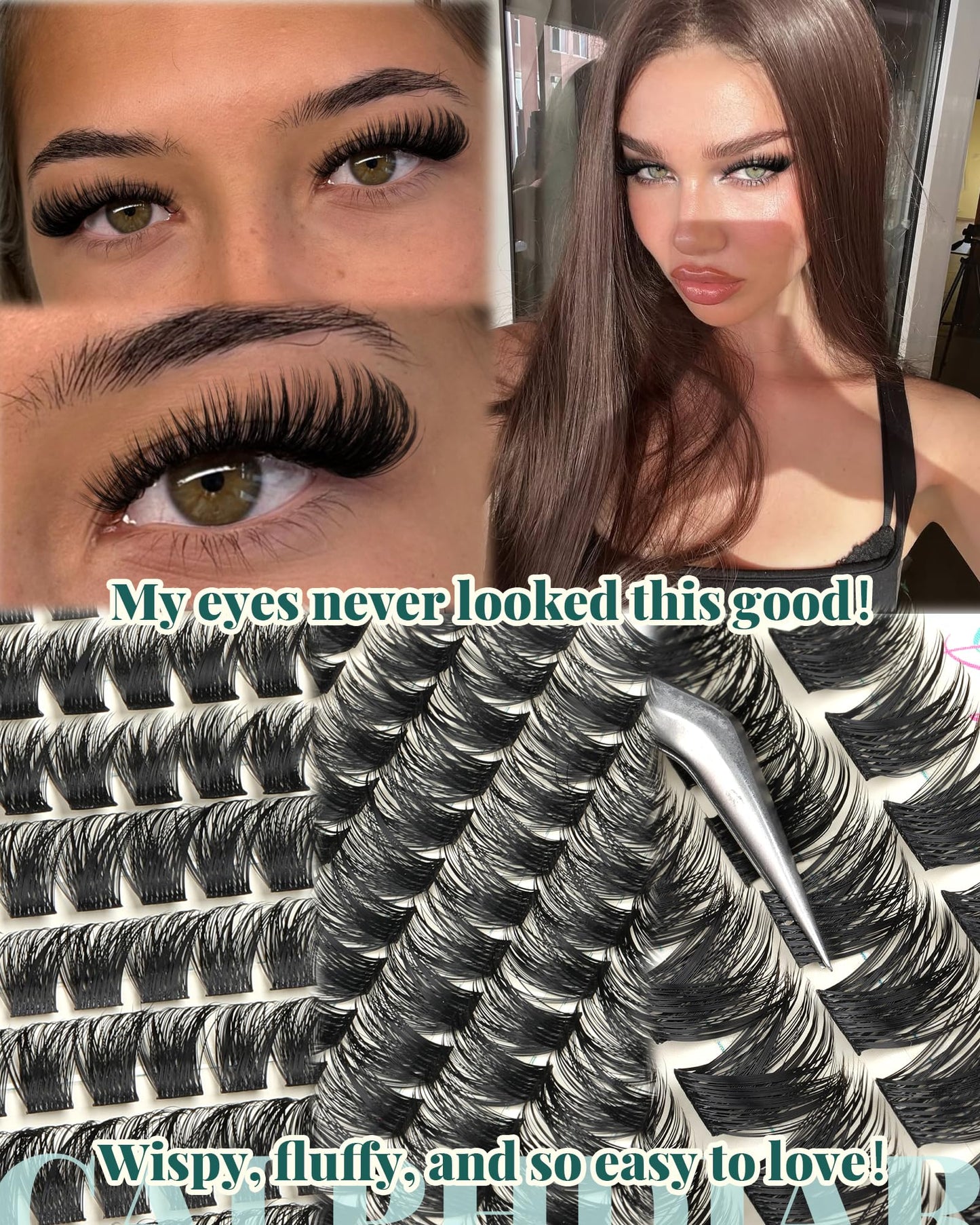 Enchantress Lash Clusters Volume Cluster Eyelash Extensions Wispy Eyelash Clusters 10-18mm Fluffy Individual Lashes Clusters D-Curly Eyelash Extension Soft Band Cluster Lashes DIY with Ease