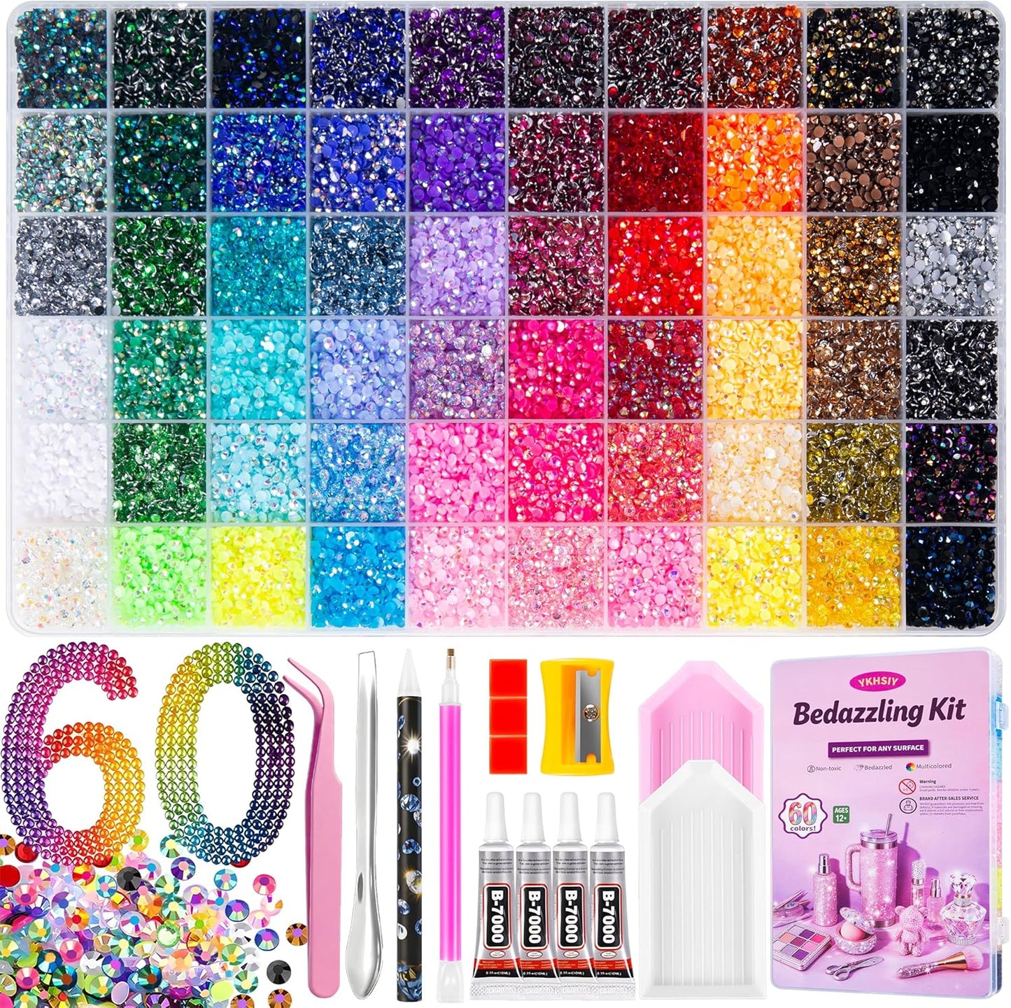 Resin Jelly Rhinestones Bedazzling Kit - 40000 Pcs in 40 Colors | 3mm Flatback Gems for DIY Nail Art & Crafting
