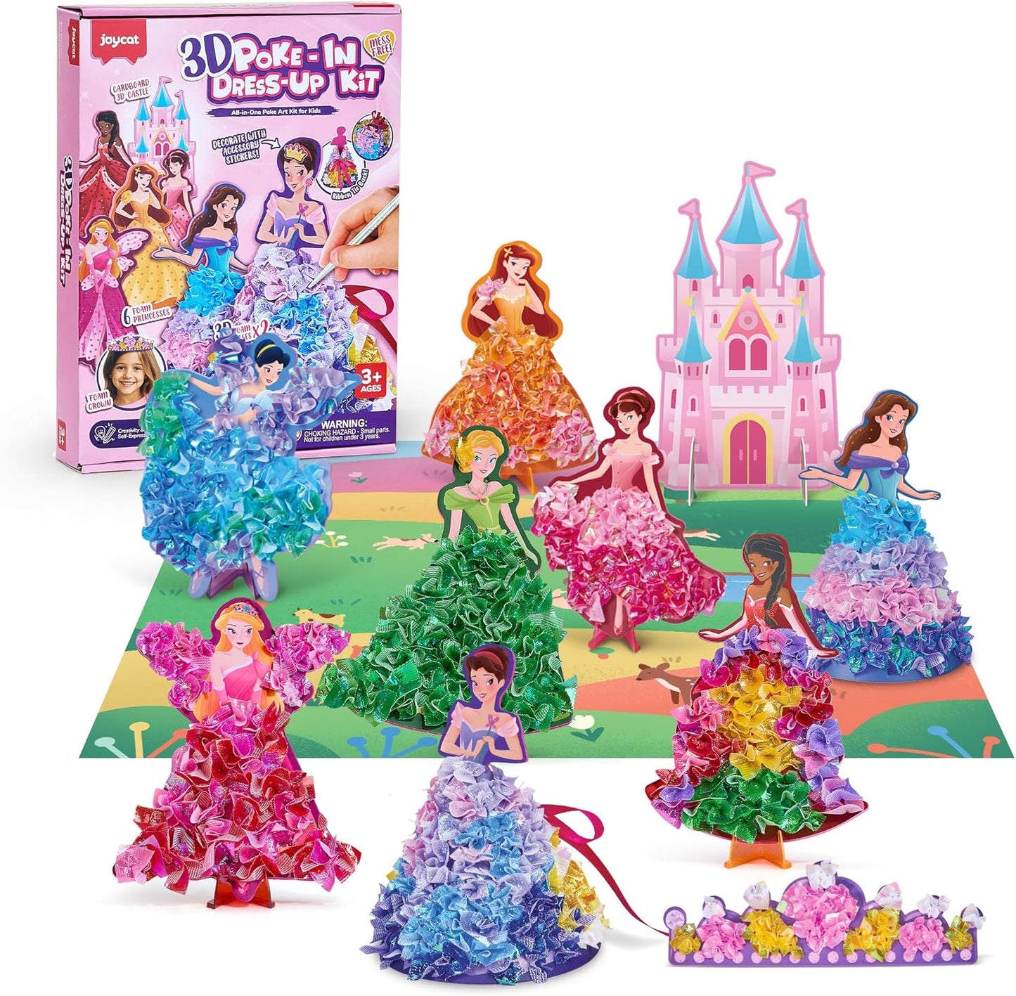 3D Castle Princess Dress Up Craft Kit - DIY Fairy Tale Scene | Mess-Free Arts & Crafts for Girls Age 4-8