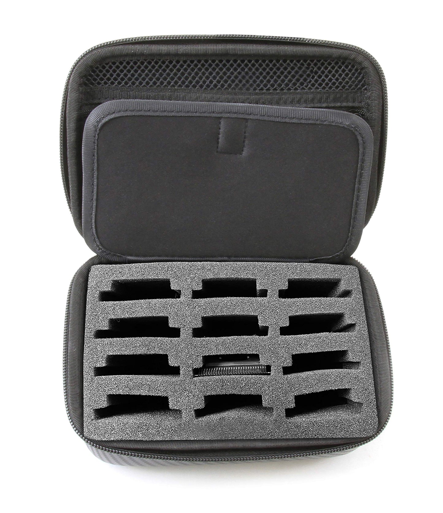 CASEMATIX Hair Clipper Guard Blade Holder Case For Barbers and Stylist Compatible with 12 Metal Andis, Oster, Wahl, Babyliss Detachable Clippers Metal Guards - Blade Storage Case Only