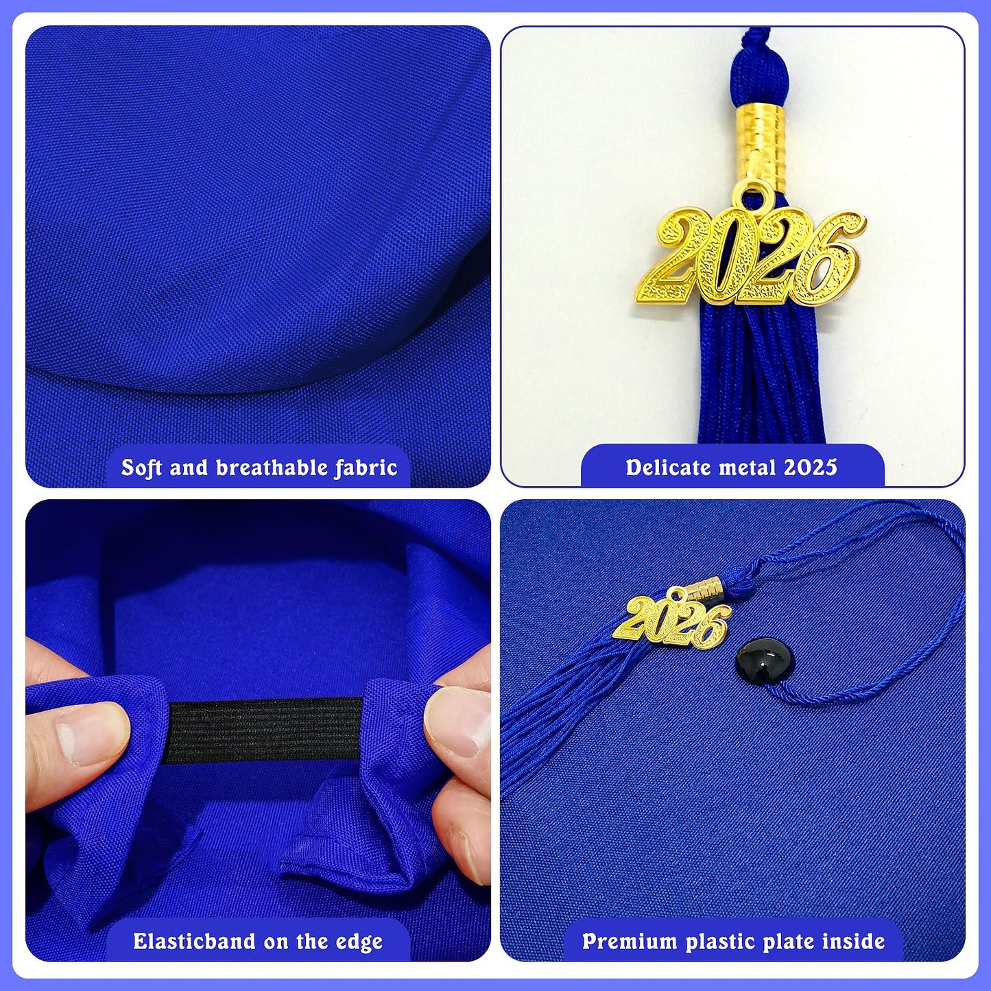 Kidum 16 Pcs 2026 Graduation Cap Kindergarten Bulk Graduation Cap Preschool Child Size Grad Caps with Metal 2024 Tassel (Blue)