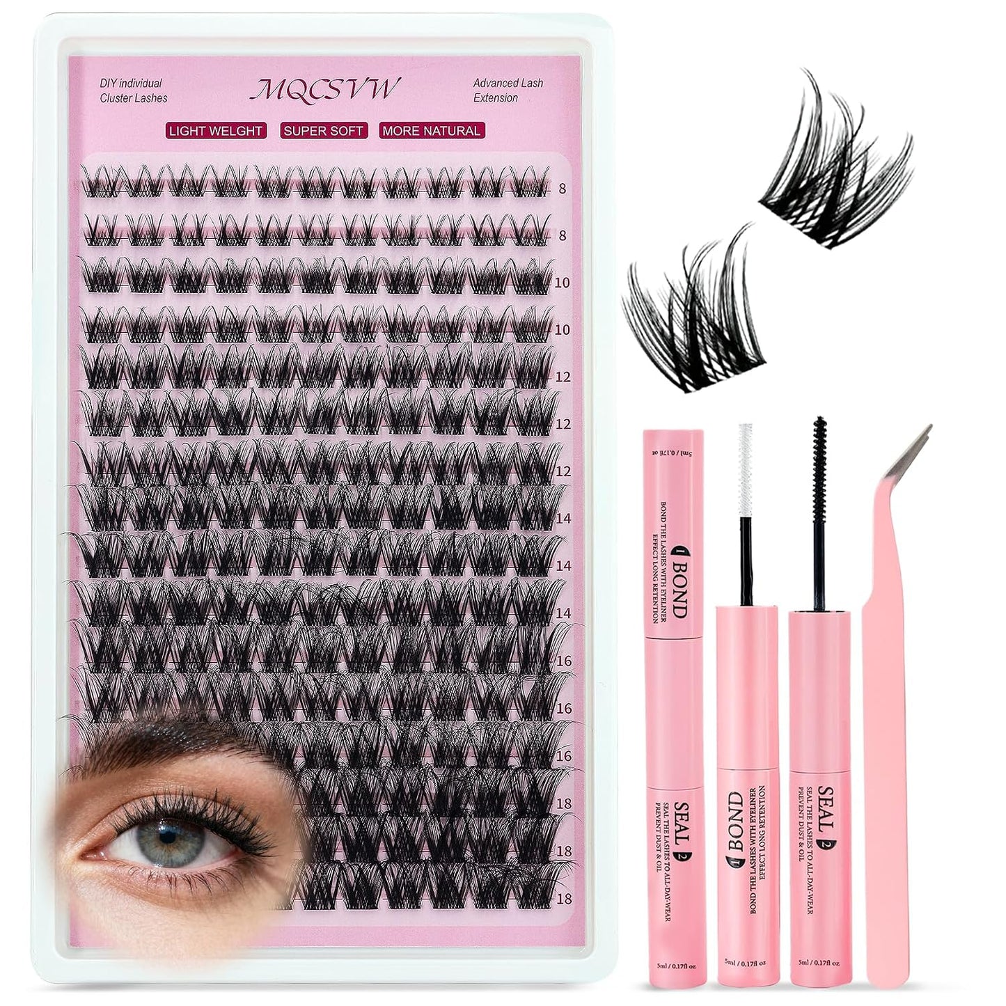 Lash Clusters - 80D & 100D Long 10-21mm Eyelash Extensions Kit | Wispy Thick Volume 300pcs Individual Lashes