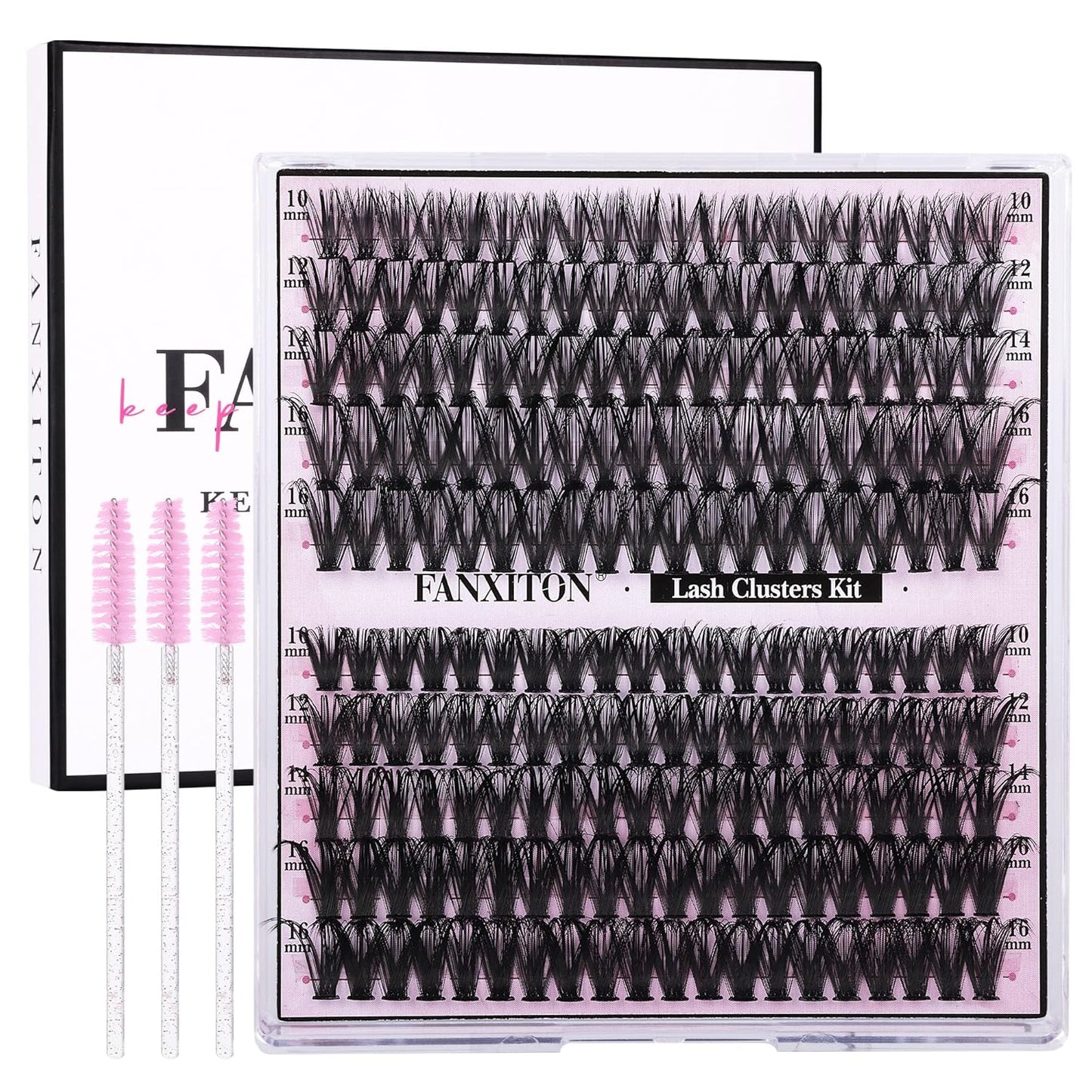 DIY Eyelash Extension Kit - Thick Volume 40D & 50D Cluster Lashes | 280 Pieces with Bond & Tweezers
