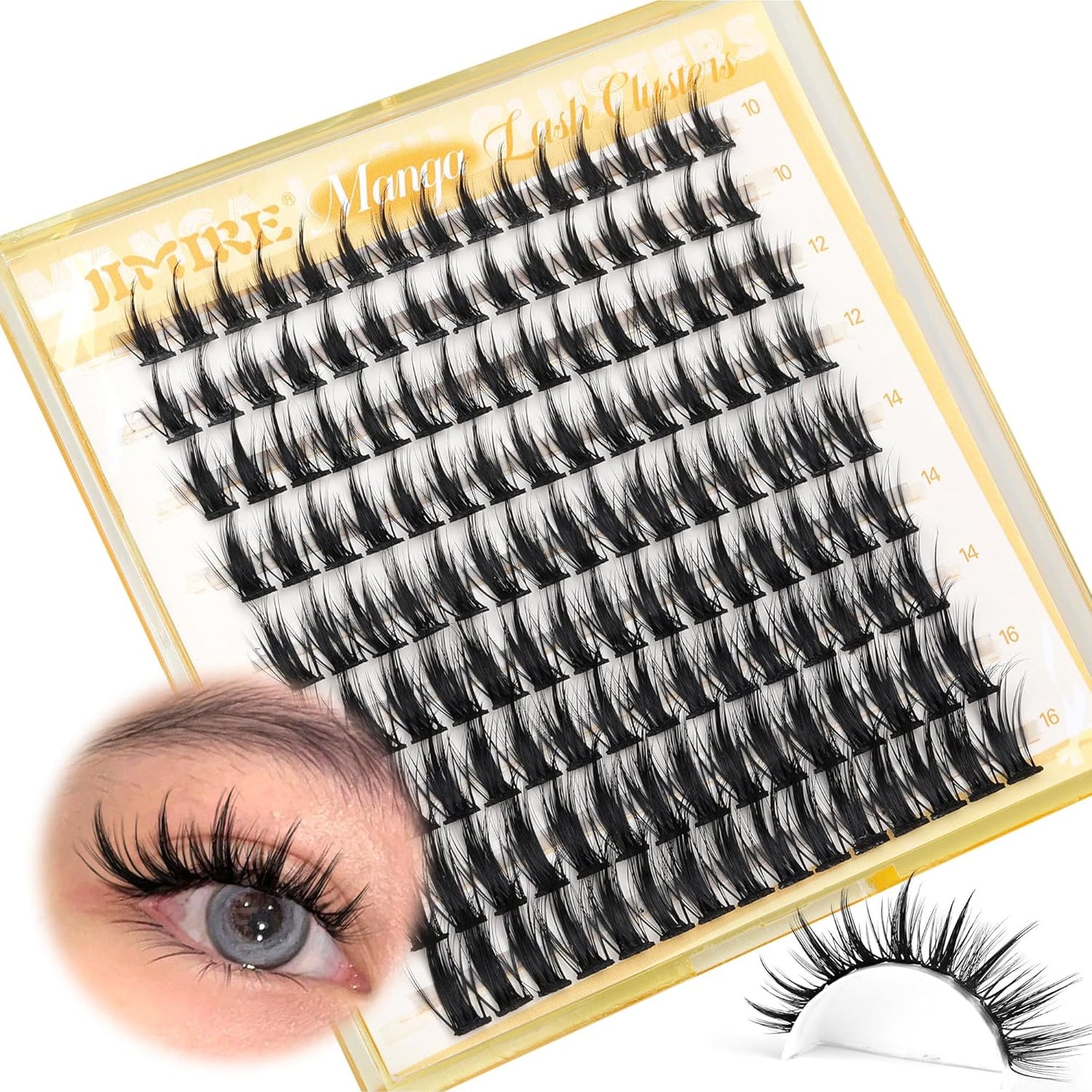 Manga Lash Clusters - Wispy Eyelash Extensions for Fox Eye Look | 10-16MM Pre-Mapped Anime Style