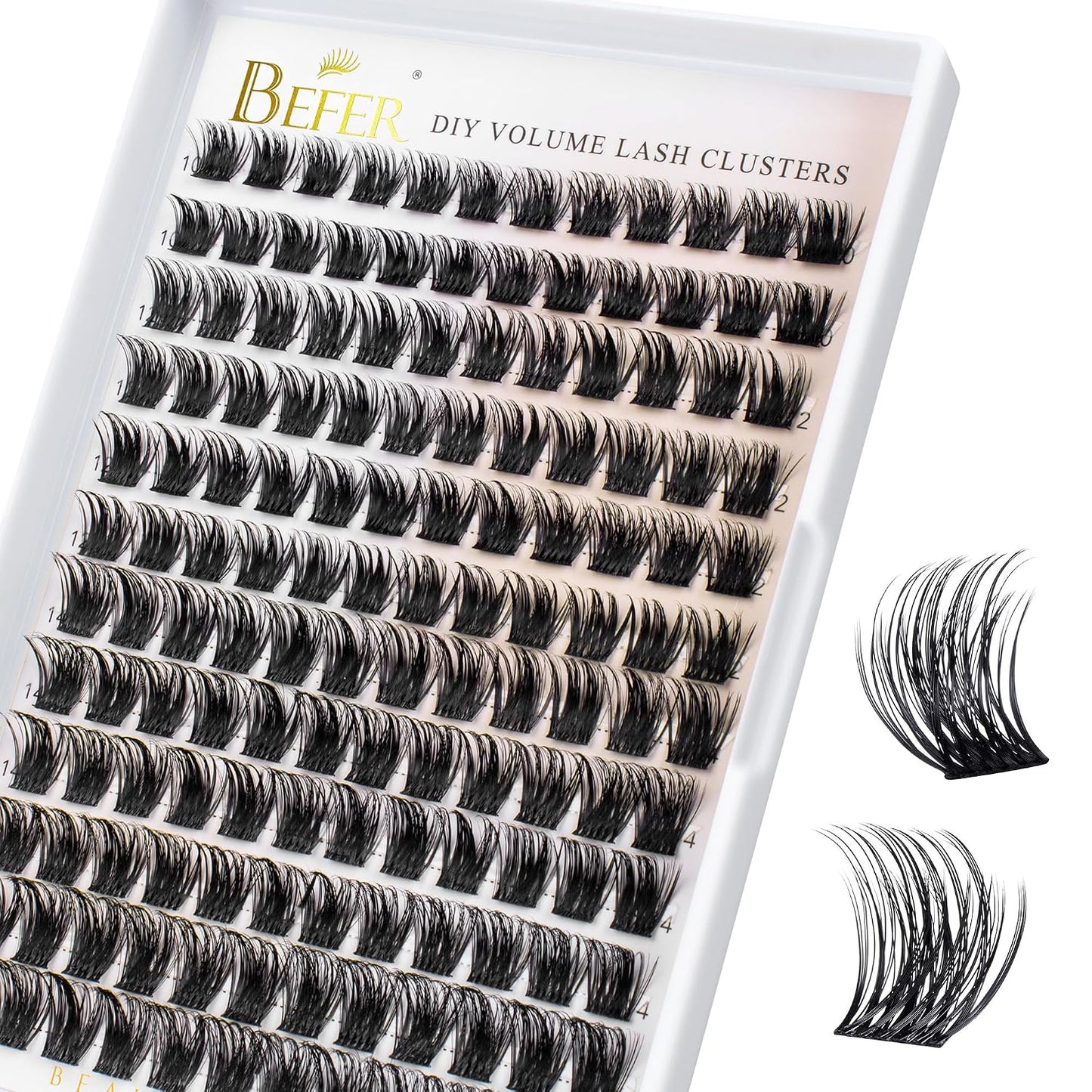 BEFER Lash Clusters - 120 Pcs D Curl Eyelash Extensions for DIY Volume | Fluffy & Wispy 10-16MM
