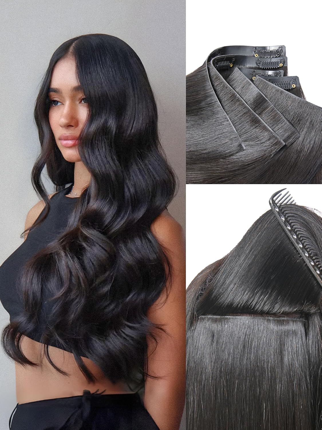Invisible Messy Curly Clip-In Hair Extensions - Real Human Hair for Women | 14 Inch, 110g, 6 Pcs, Remy Hair