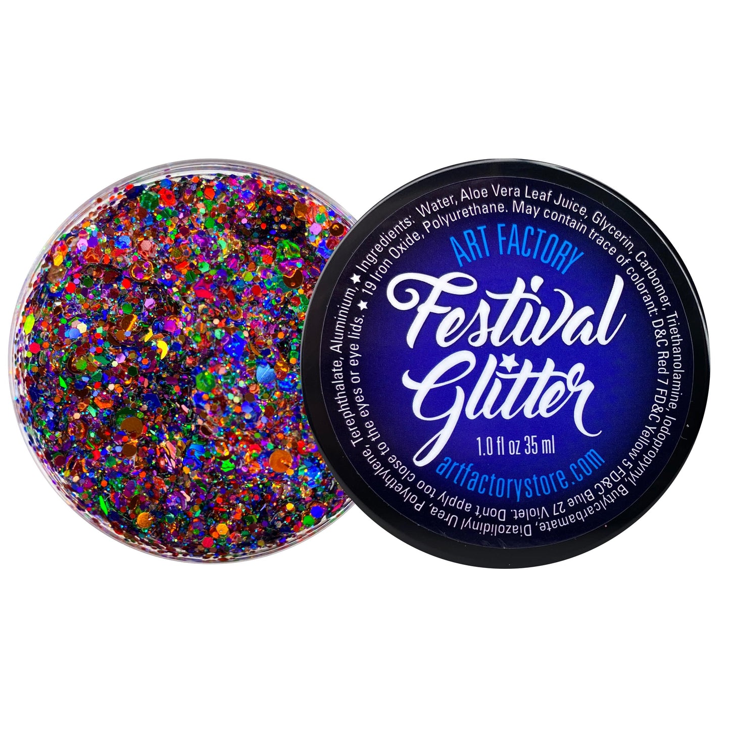 Art Factory Rainbow Pride Chunky Body Glitter Gel – Holographic Rainbow Cosmetic Glitter for Face, Hair & Body – Pride Festival Rave Makeup, Long Wear Hair Glitter Paint, Party Accessories