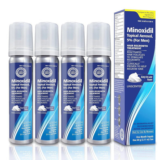 Minoxidil 5% Hair Regrowth Foam - 4-Month Treatment for Men | 2.11 oz (4 Pack)