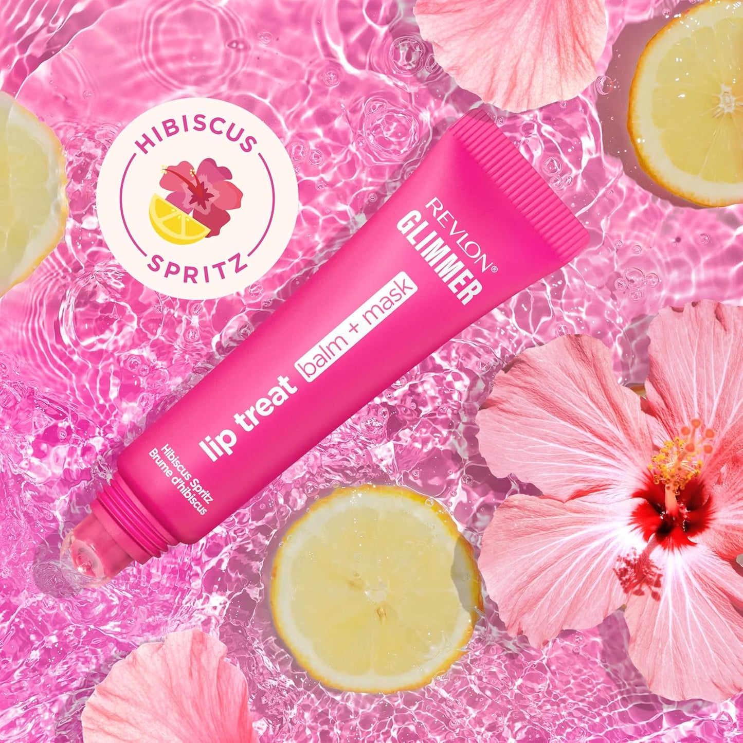 Revlon Glimmer Lip Treat Balm - Overnight Peptide Hydrating Lip Treatment | 005 Hibiscus Spritz, 0.4 fl oz