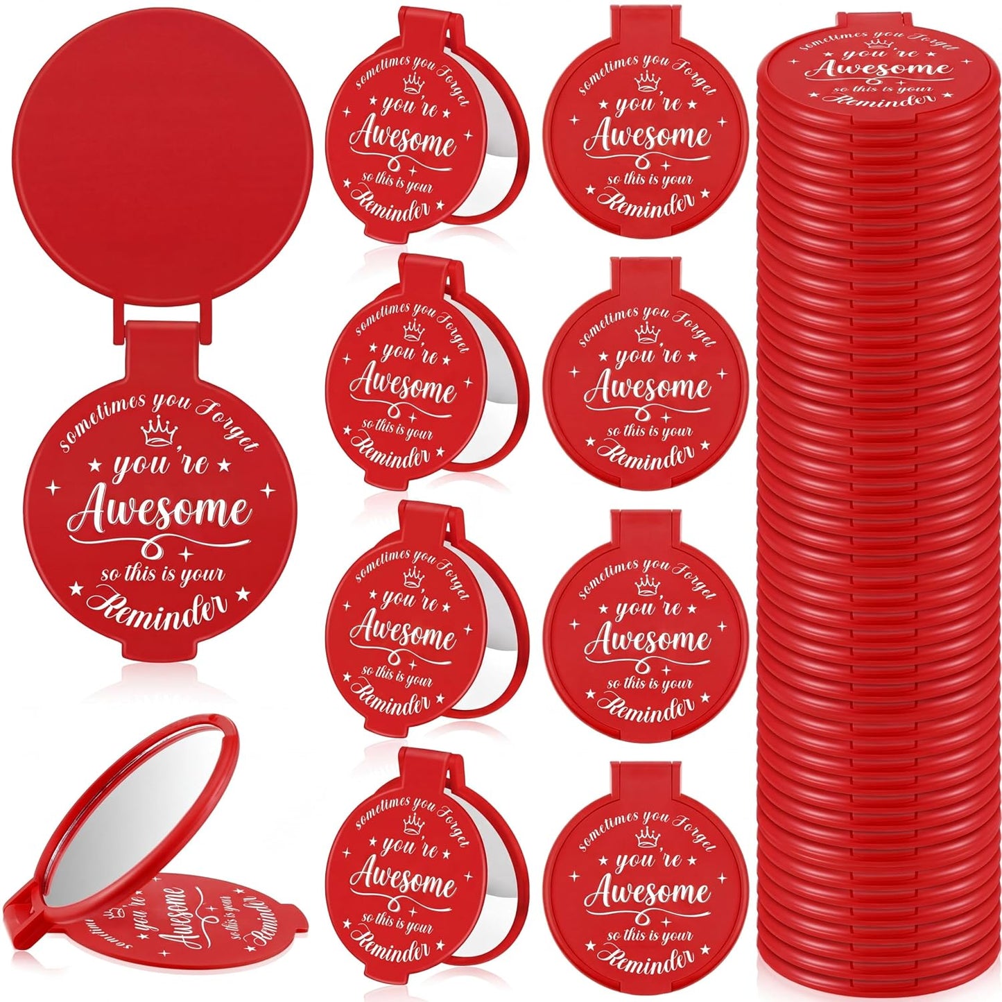 Inspirational Compact Mirror Set - 36 Pcs 2.76 Inch Mini Mirrors | Perfect Galentine's Day Gifts for Women