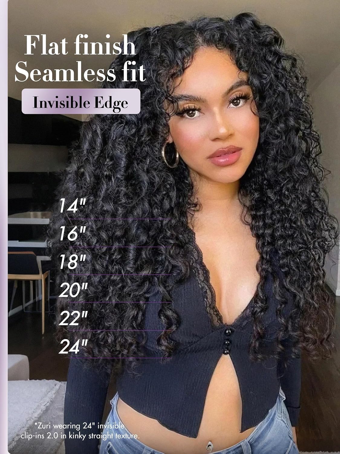 Invisible Messy Curly Clip-In Hair Extensions - Real Human Hair for Women | 14 Inch, 110g, 6 Pcs, Remy Hair