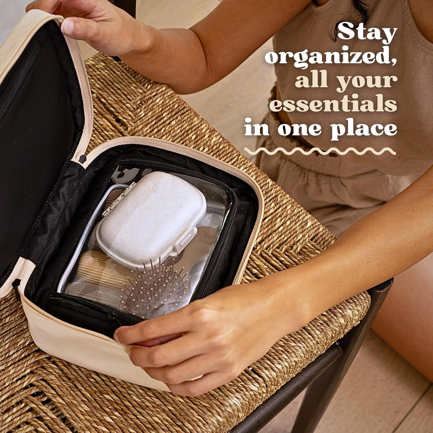 Clean Towels XL Travel Cosmetic Makeup Bag - Portable Water-Resistant Organizer with Dividers | Large Capacity