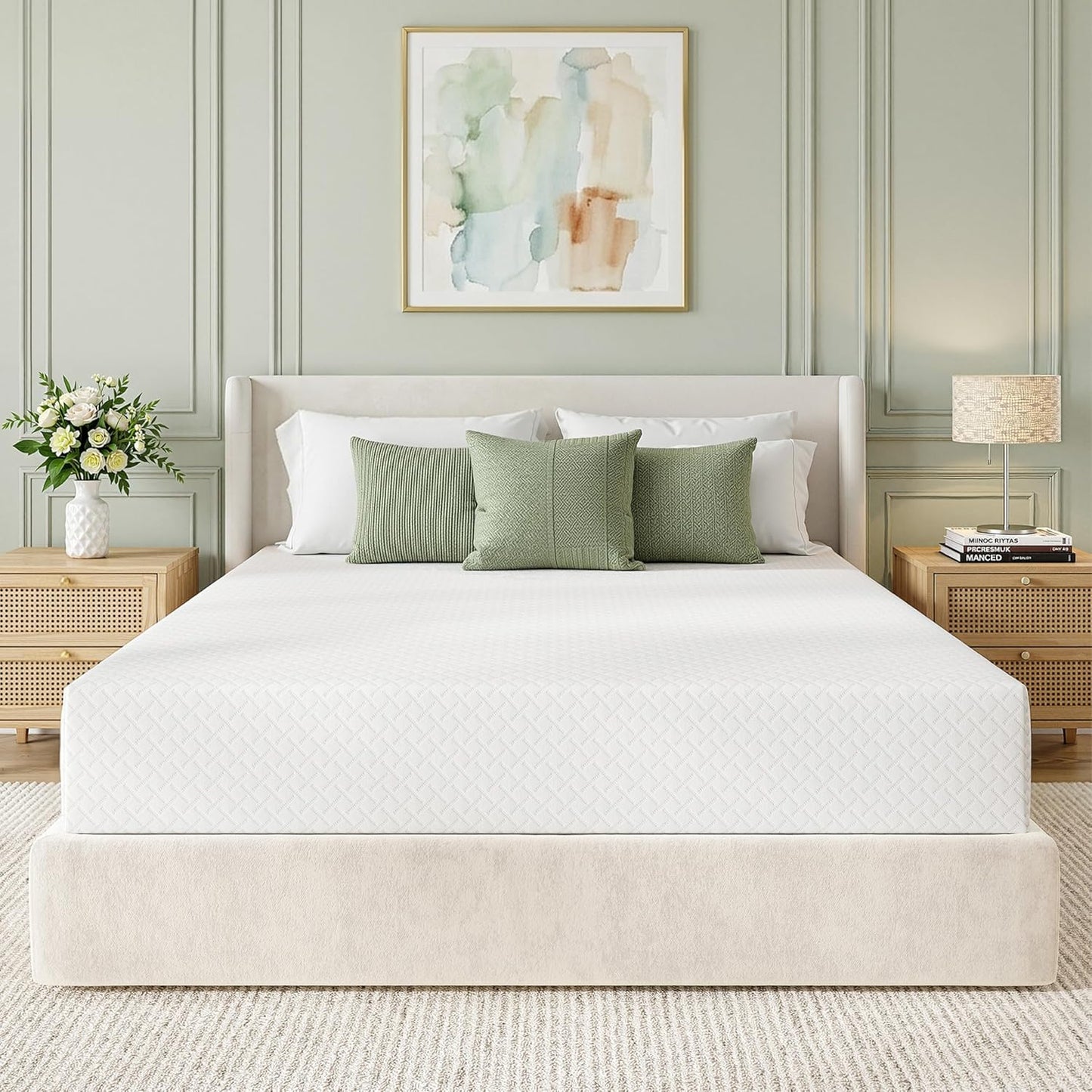 EGOHOME 6-Inch Twin Mattress for Kids - Memory Foam with Cooling Green Tea Gel | Medium Firm Support, 75''L x 38''W, White