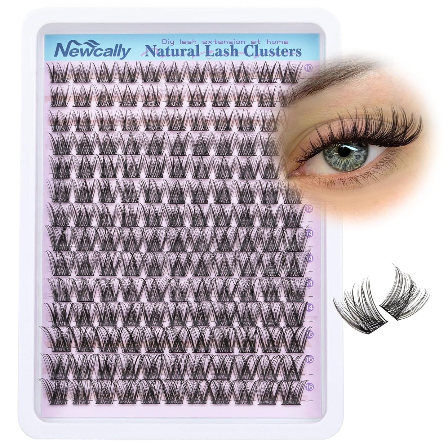 Lash Clusters Kit - Wispy Natural C-Curly Eyelash Extensions | DIY Volume Lashes 10-16MM