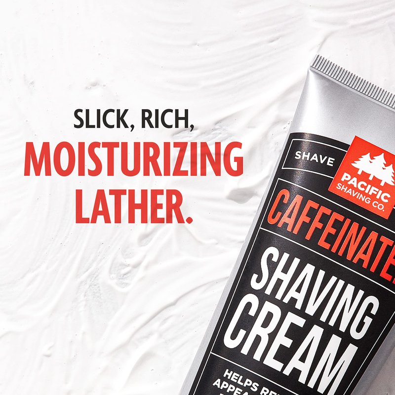 Pacific Shaving Company Caffeinated Shaving Cream - Caffeine, Shea Butter + Spearmint Antioxidant Shaving Cream - Clean Formula for Hydrating, Redness Reducing + Irritation-Free Shave (3.4 Oz, 2 Pack)