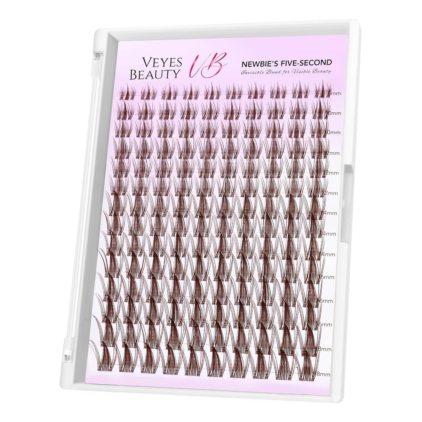 Brown Manga Lash Clusters - DIY Individual Eyelash Extensions with Thin Invisible Band | 8-18mm Mixed Lengths for Easy Self-Application