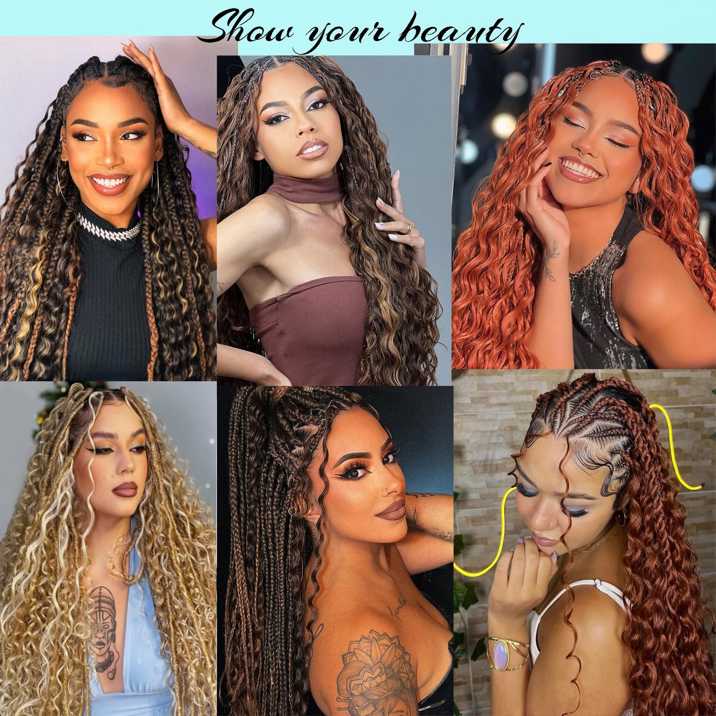 Gladream Curly Braiding Hair Crochet Hair for Black Women 18 Inch 2 Packs Boho Hair for Braiding Deep Wave Bundles Hair Extensions for Braids Water Wavy(18 Inch, #2)