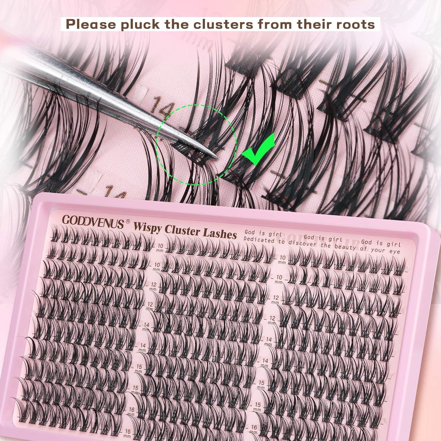 Eyelash Extensions Wispy Natural C Curl Individual Lashes - Black 10-16mm, 300pcs