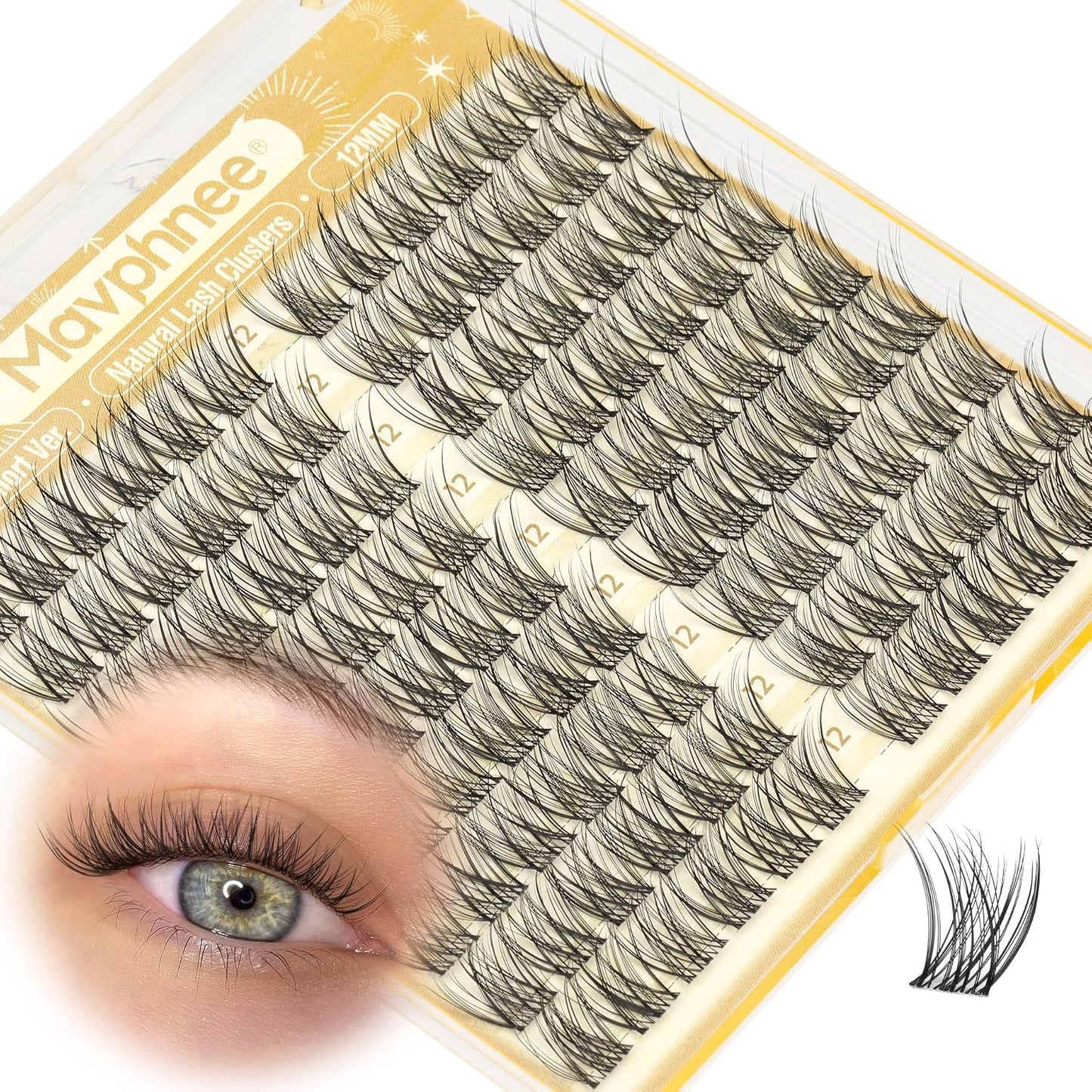 Natural Cluster Eyelash Extensions - Short Lash Clusters 8-10-12MM | CC-Curly Wispy Individual Lashes, 144 Pcs