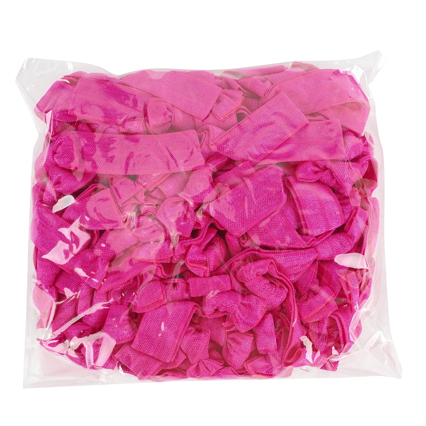 MEEDEE Fuchsia Pink Hair Ties for Women - No Crease, Soft Knotted Ribbon Ties for Damage-Free Ponytails, Yoga-Friendly Elastic Bracelets (Pack of 100)