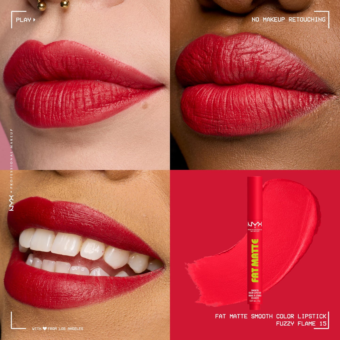 NYX PROFESSIONAL MAKEUP Fat Matte Lipstick, Pigmented, Smoothing, & Non-Drying Lip Crayon, Long Lasting Lip Makeup, Vegan & Cruelty Free - Fuzzy Flame (Red)