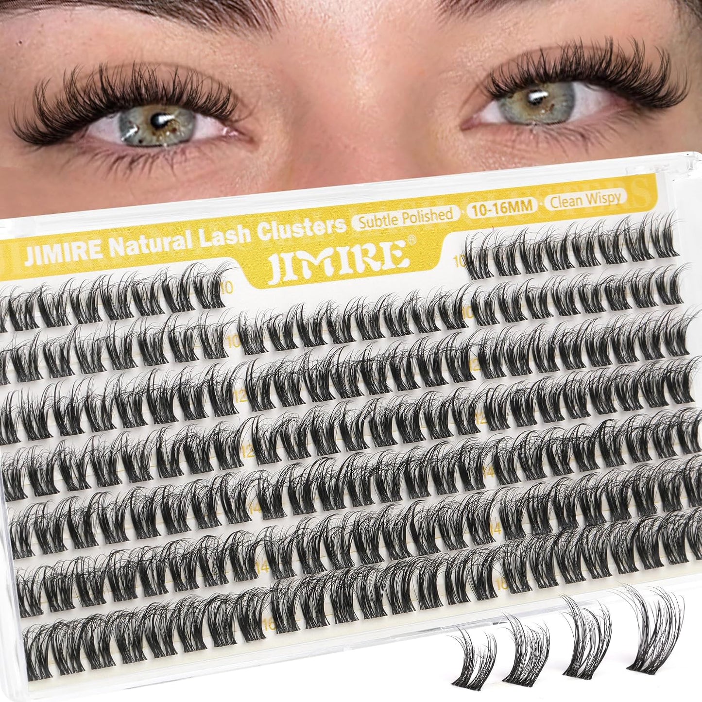 JIMIRE 8-12MM Wispy Cluster Eyelash Extensions - Soft DIY Individual Lashes | Natural C Curl, 120 Pcs