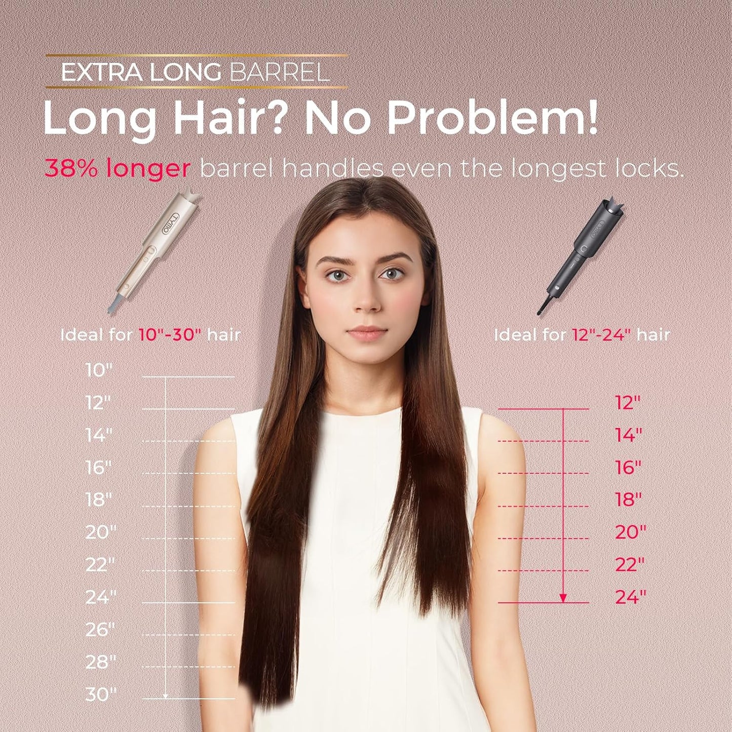 Tymo CurlPro Plus Automatic Rotating Curling Iron - 1-Inch Ceramic Wand for Long Hair | Anti-Scald, Tangle-Free, Dual Voltage, Gold