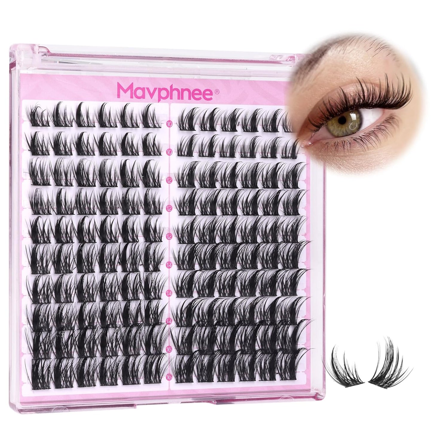 Natural Wispy Eyelash Extensions - Spider Lash Clusters 8-16MM | CC Curl, Flexible Clear Band for Effortless Application