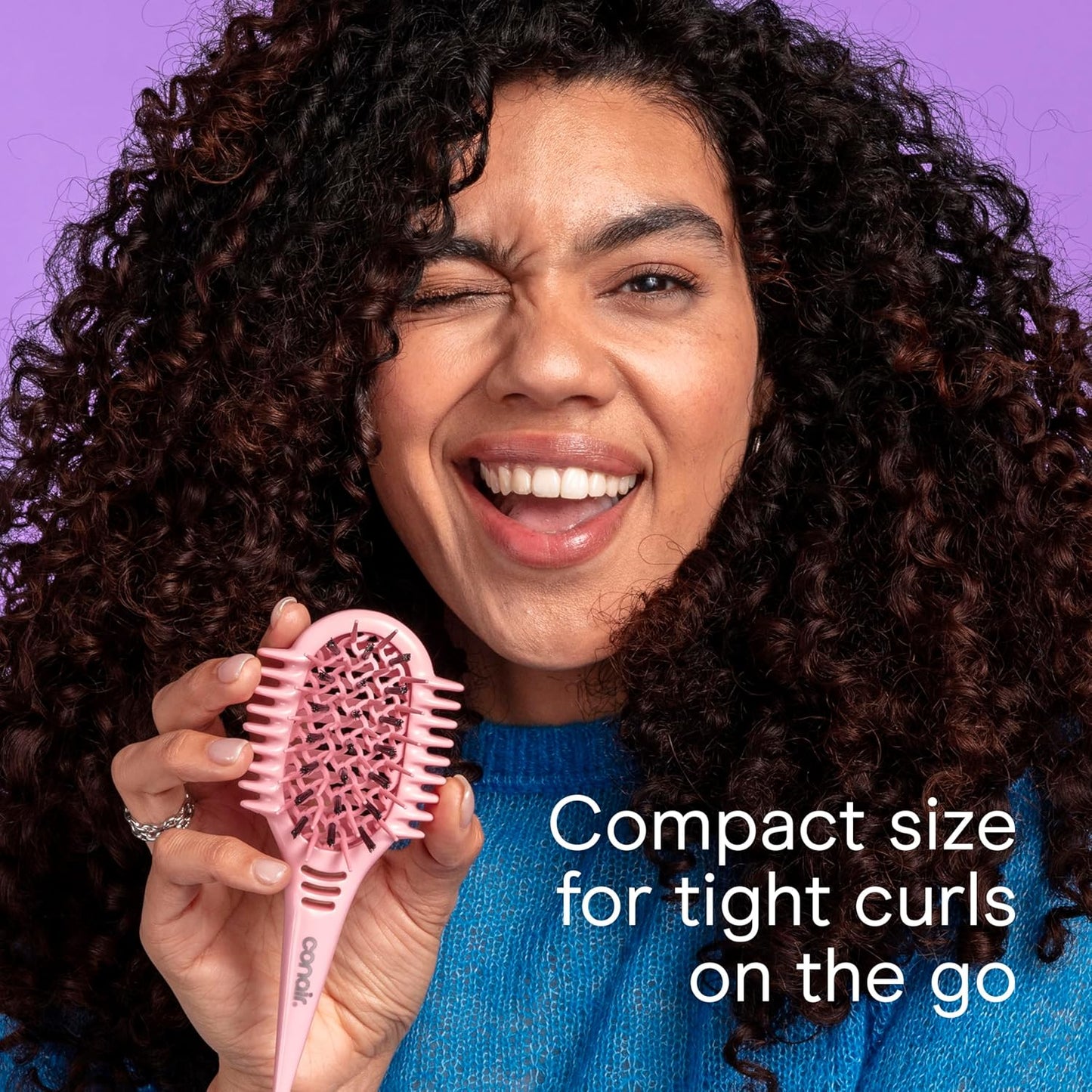 Conair Curl Define Pro Mini Detangler Brush - Frizz-Free Curl Defining Tool | Pink