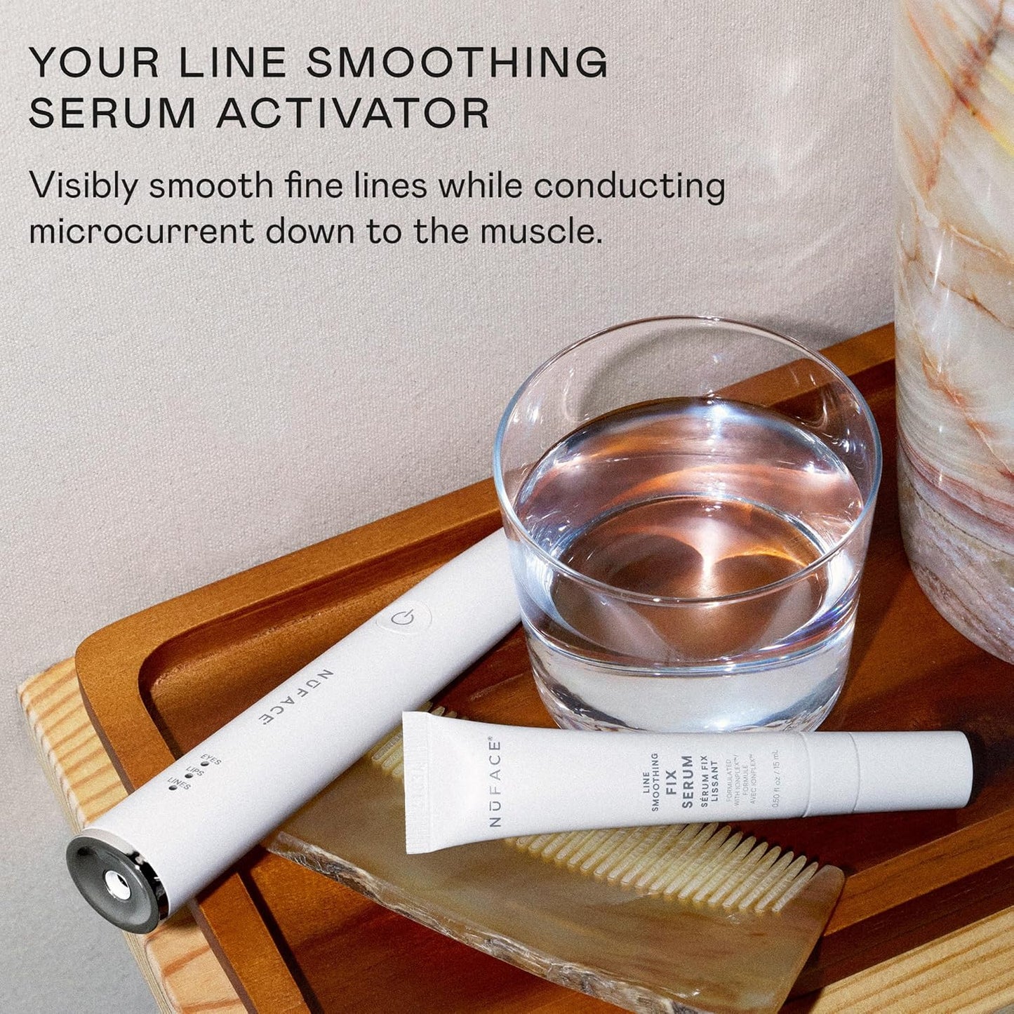 NuFACE FIX Serum - Line Smoothing Microcurrent Conductive Serum with Triple Peptide & Hyaluronic Acid | 0.5 oz