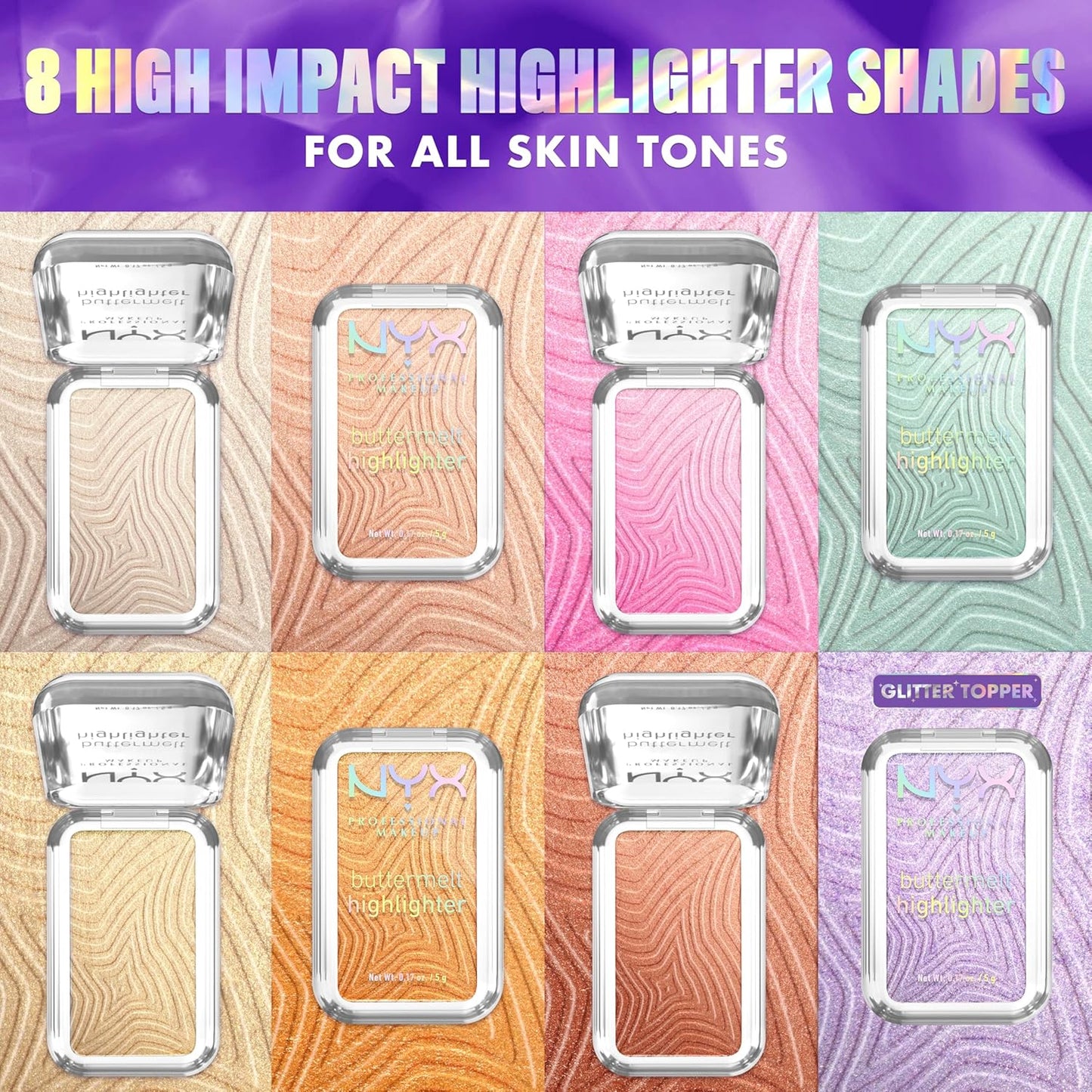 NYX Buttermelt Highlighter - Long-Lasting Powder Highlighter for High Impact Glow | Frosty Pink 15U